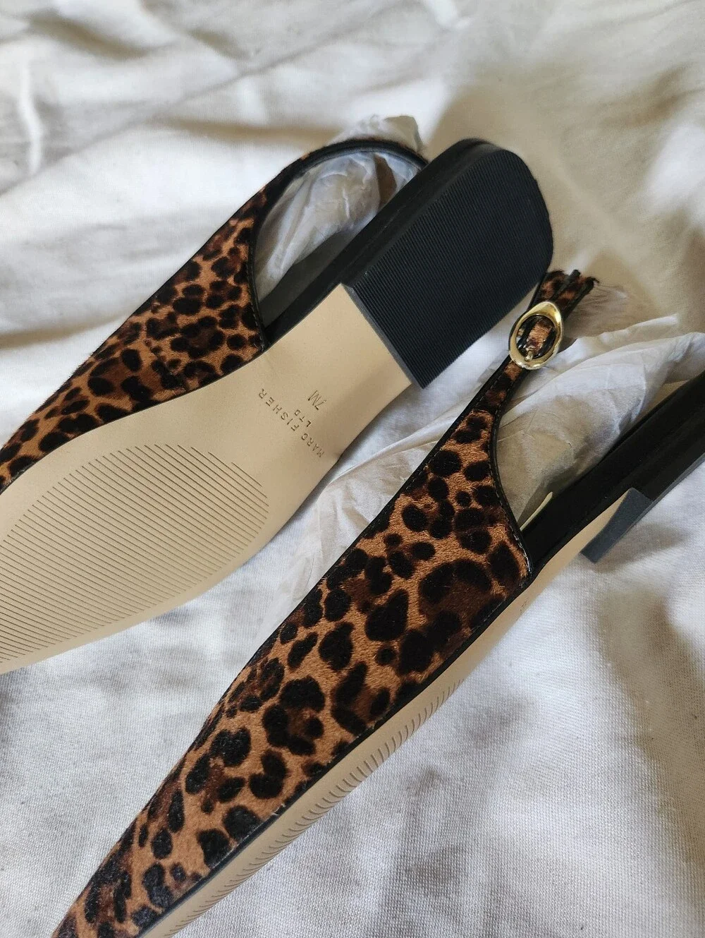Marc Fisher LTD Gabraly Leopard Calf Hair Slingback Flats Pointed Toe 7